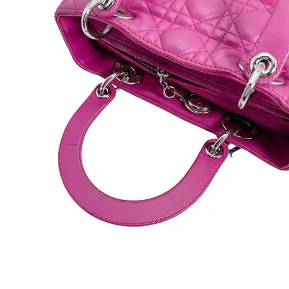 CHRISTIAN DIOR Pink Lambskin Leather Shoulder Bag - Picture 13 of 16